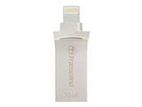 Transcend JetDrive Go 500 - Clé USB - 32 Go - USB 3.1 / Lightning - argent TS32GJDG500S