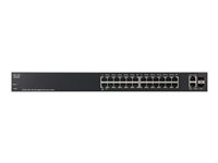 Cisco 220 Series SG220-26P - Commutateur - Géré - 24 x 10/100/1000 (PoE) + 2 x SFP Gigabit combiné - de bureau, Montable sur rack - PoE (180 W) SG220-26P-K9-EU