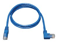 Tripp Lite 5ft Cat6 Gigabit Molded Patch Cable RJ45 Right Angle to Straight M/M Blue 5' - Cordon de raccordement - RJ-45 (M) pour RJ-45 (M) - 1.5 m - CAT 6 - moulé, connecteur à angle droit, bloqué - bleu N204-005-BL-RA