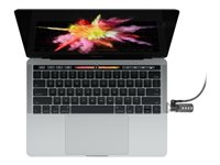 Compulocks MacBook Pro 13-15 TB Adaptateur Ledge avec câble antivol à combinaison argentée avec câble à combinaison argenté - Kit de sécurité - argent - pour Apple MacBook Pro Touch Bar with Four Thunderbolt 3 Ports (13.3 in, 15.4 in) MBPRLDGTB01CL