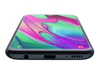 Samsung Galaxy A40 - Enterprise Edition - 4G smartphone - double SIM - RAM 4 Go / Mémoire interne 64 Go - microSD slot - écran OEL - 5.9" - 2340 x 1080 pixels - 2x caméras arrière 16 MP, 5 MP - front camera 25 MP - noir SM-A405FZKDE27