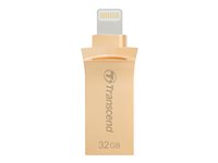 Transcend JetDrive Go 500 - Clé USB - 32 Go - USB 3.1 / Lightning - or TS32GJDG500G