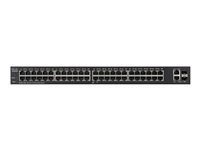 Cisco 220 Series SF220-48P - Commutateur - Géré - 48 x 10/100 (PoE) + 2 x SFP Gigabit combiné - de bureau, Montable sur rack - PoE (375 W) SF220-48P-K9-EU