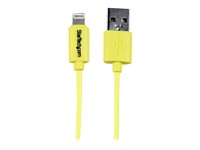 StarTech.com Câble Apple Lightning vers USB pour iPhone, iPod, iPad 1m - Cordon de charge / synchronisation Mâle/Mâle - Jaune - Câble Lightning - Lightning (M) pour USB (M) - 1 m - double blindage - jaune - pour Apple iPad/iPhone/iPod (Lightning) USBLT1MYL