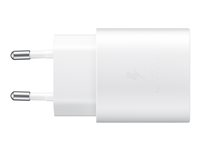 Samsung Fast Charging Wall Charger EP-TA800 - Adaptateur secteur - 25 Watt - 3 A - Ultra Fast Charge (24 pin USB-C) - sur le câble : USB-C - blanc - pour Galaxy A20, A50, A70, A8s, M30, M40, Note10, S20, S20 5G, S20+ 5G, Z Flip, Z Flip 5G EP-TA800XWEGWW