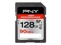 PNY High Performance - Carte mémoire flash - 128 Go - UHS Class 3 / Class10 - SDXC UHS-I SD128HIGPER90-EF