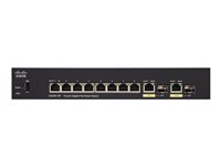 Cisco 250 Series SG250-10P - Commutateur - intelligent - 8 x 10/100/1000 (PoE+) + 2 x SFP Gigabit combiné - de bureau - PoE+ (62 W) SG250-10P-K9-EU