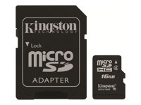Kingston - Carte mémoire flash (adaptateur microSDHC - SD inclus(e)) - 16 Go - Class 4 - micro SDHC SDC4/16GB