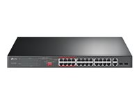 TP-Link TL-SL1226P - Commutateur - non géré - 24 x 10/100 (PoE+) + 2 x 10/100/1000 + 2 x SFP Gigabit combiné - de bureau, Montable sur rack - PoE+ (250 W) TL-SL1226P